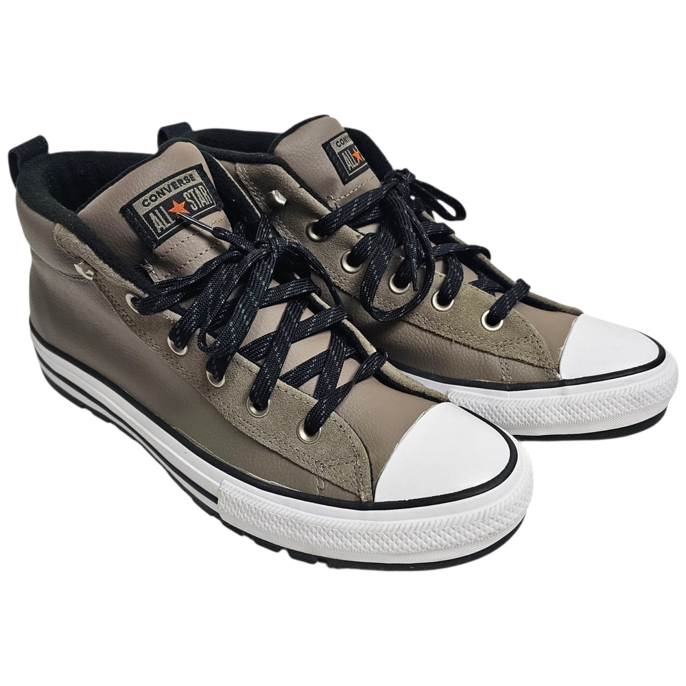 Converse Chuck Taylor All Star Tan Black High Top Leather Sneakers Size 9.5